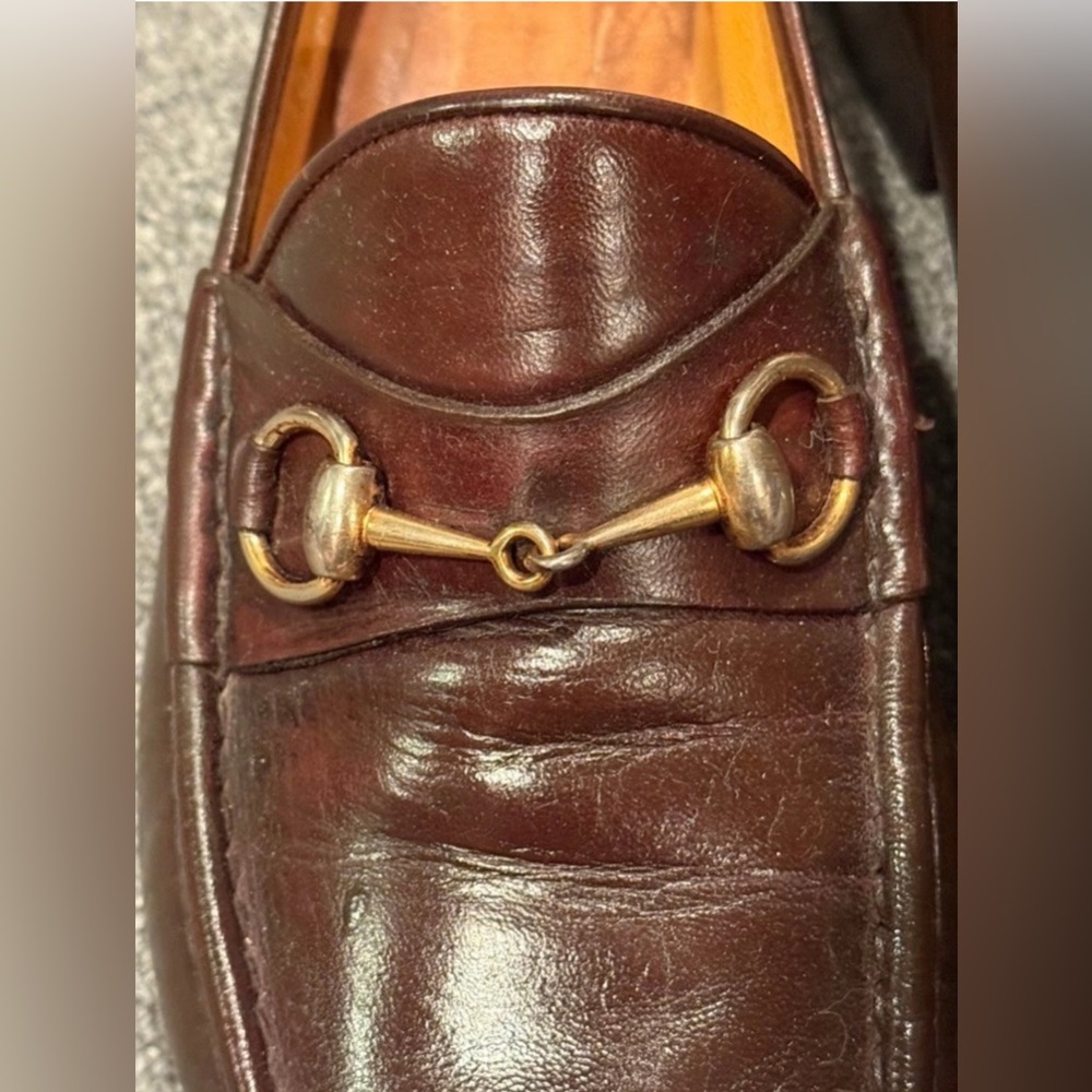 Gucci Horsebit Loafers - Brown Leather w/ Gold Bit - Size 44 M - Picture 4 of 11